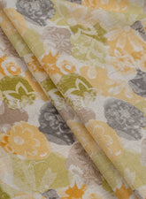 Cotton Flex Yellow Floral Pattern Discharge Print Fabric